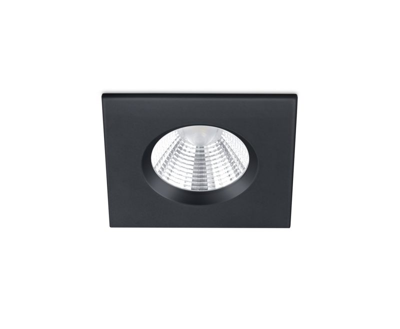Trio Lighting Vierkante IP65 mat zwart goedkope inbouwspot LED 1x5,5W DIM 3000K