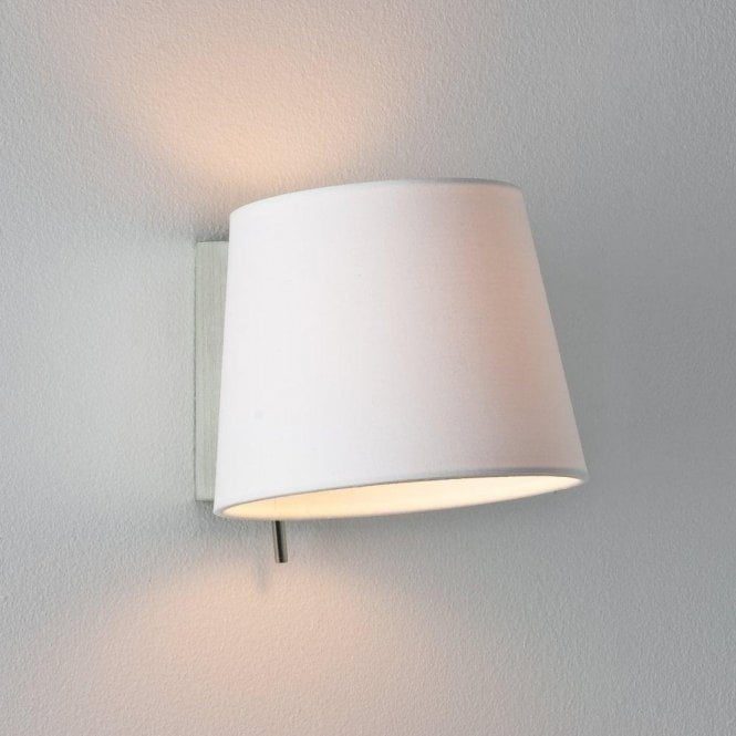 Astrolight Applique murale cromata E14 con paralume bianco