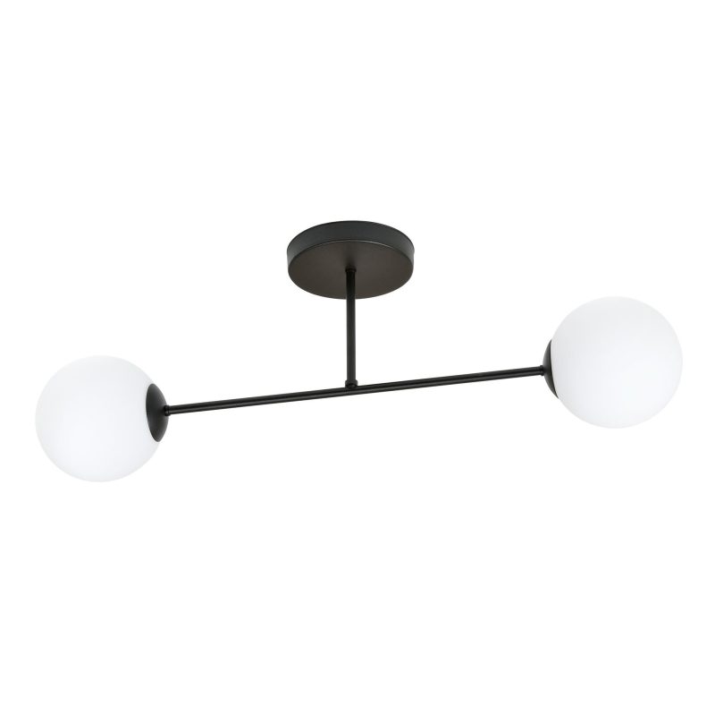 Emibig Doppia lampada da soffitto nera con lampadine in vetro satinato 2x E14