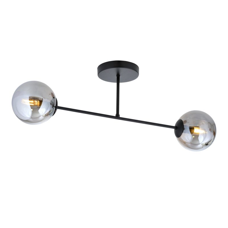 Emibig Doppia lampada da soffitto con bulbi in vetro fumé 2x E14