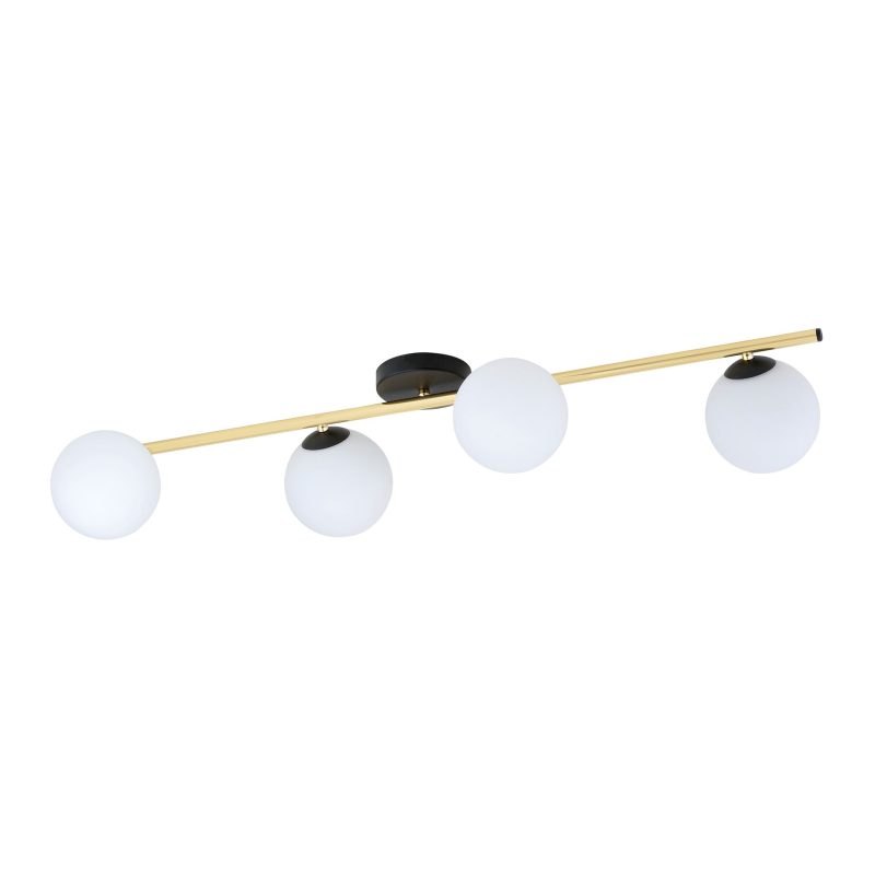 Emibig Design ceiling lamp 4x E14 black with brass and frosted glass bulbs