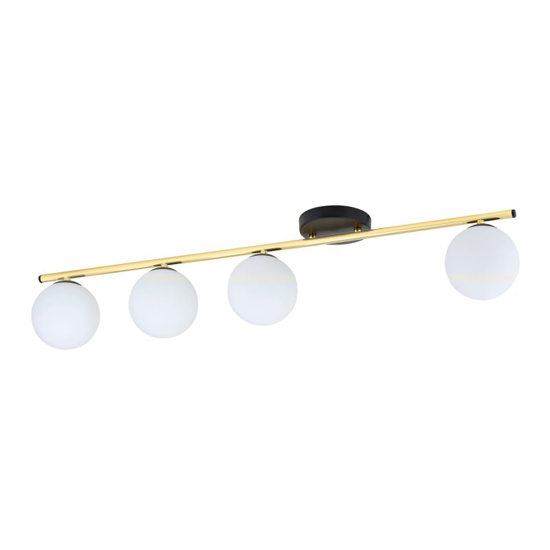 Emibig Lampada a soffitto nera e ottone 4x E14 sfere di vetro opalino