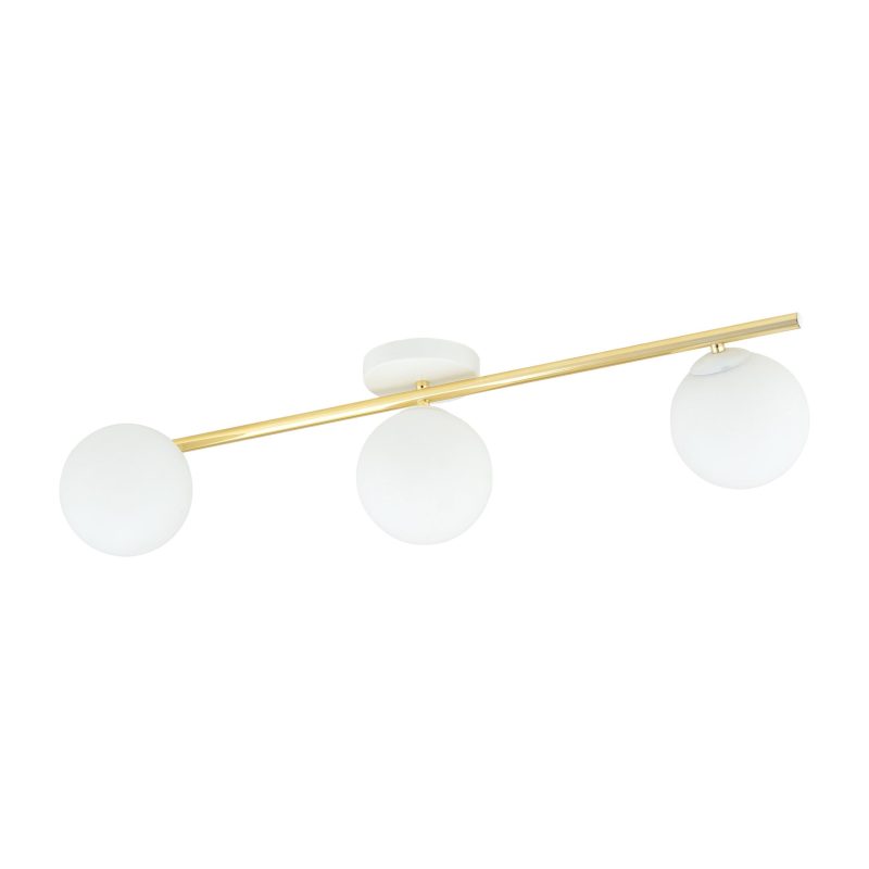 Emibig Lampada da soffitto design 3x E14 bianca con bulbi in ottone e vetro satinato