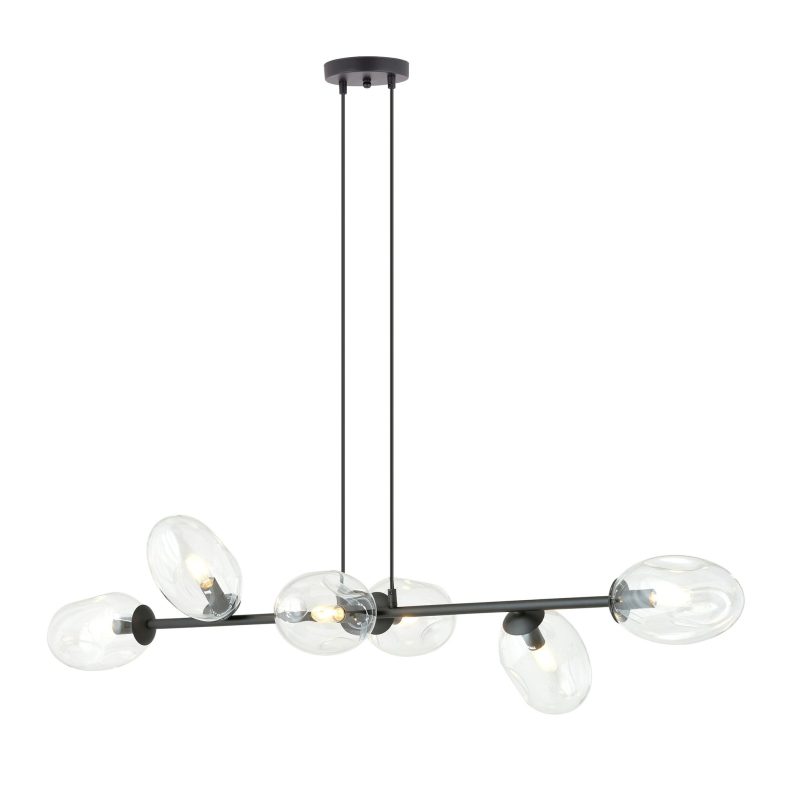 Emibig Exceptional black hanging lamp with 6x E14 blown transparent glass