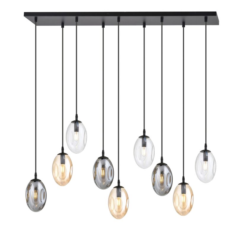 Emibig Large hanging lamp for above the table with 9 different glass pendants E14