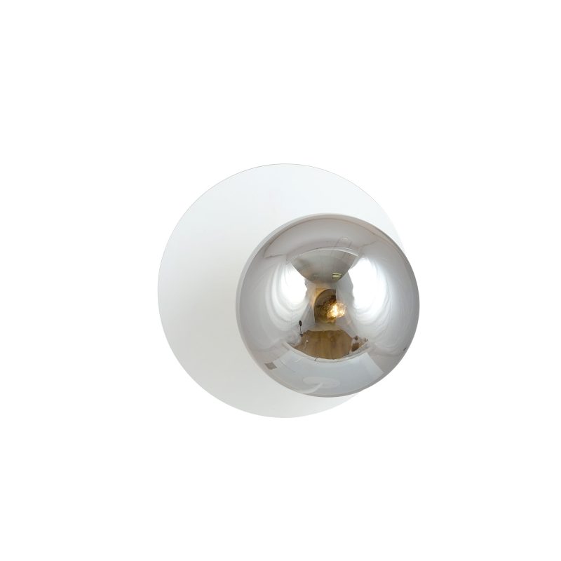 Emibig Witte wandlamp 1x E14 met gefumeerde glazen bol