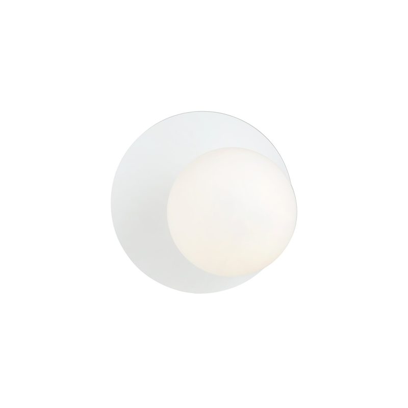 Emibig Volledig witte wandlamp 1x E14 met witte glazen bol afgewerkt