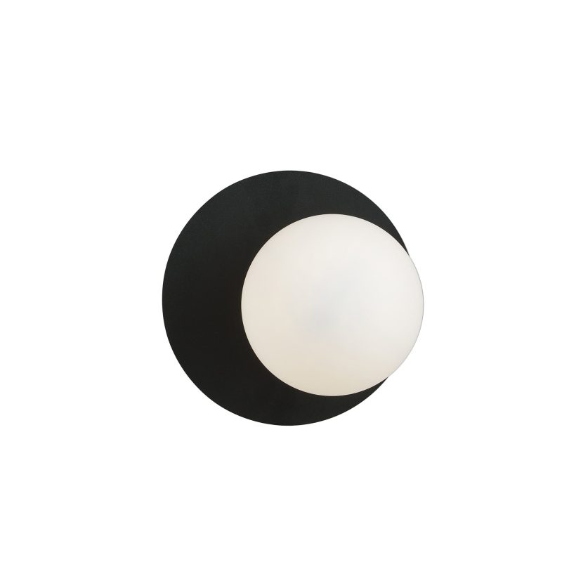 Emibig Lampada da parete rotonda semplice nera e bianca con bulbo in vetro satinato E14