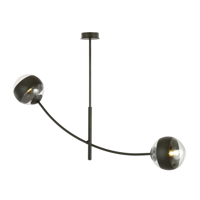 Emibig Lampada sospesa nera con 2 bracci curvi e lampadine a righe E14