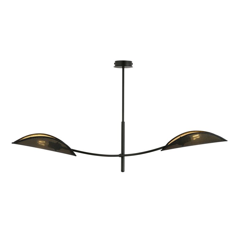 Emibig Lampe suspendue noire et dorée avec 2 bras courbés