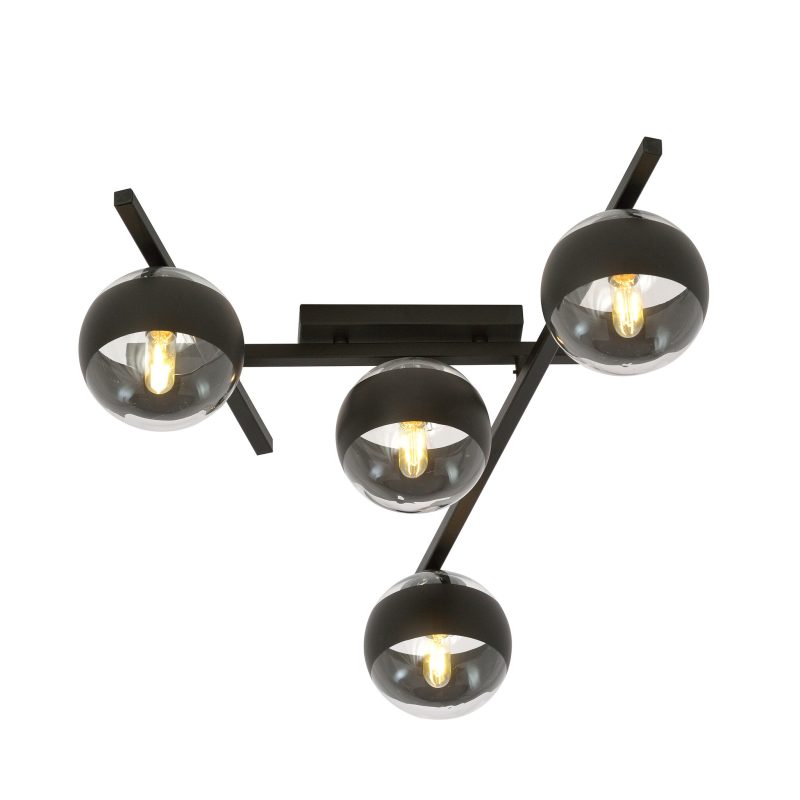 Emibig Bella lampada da soffitto in metallo e vetro con 4 lampadine a righe