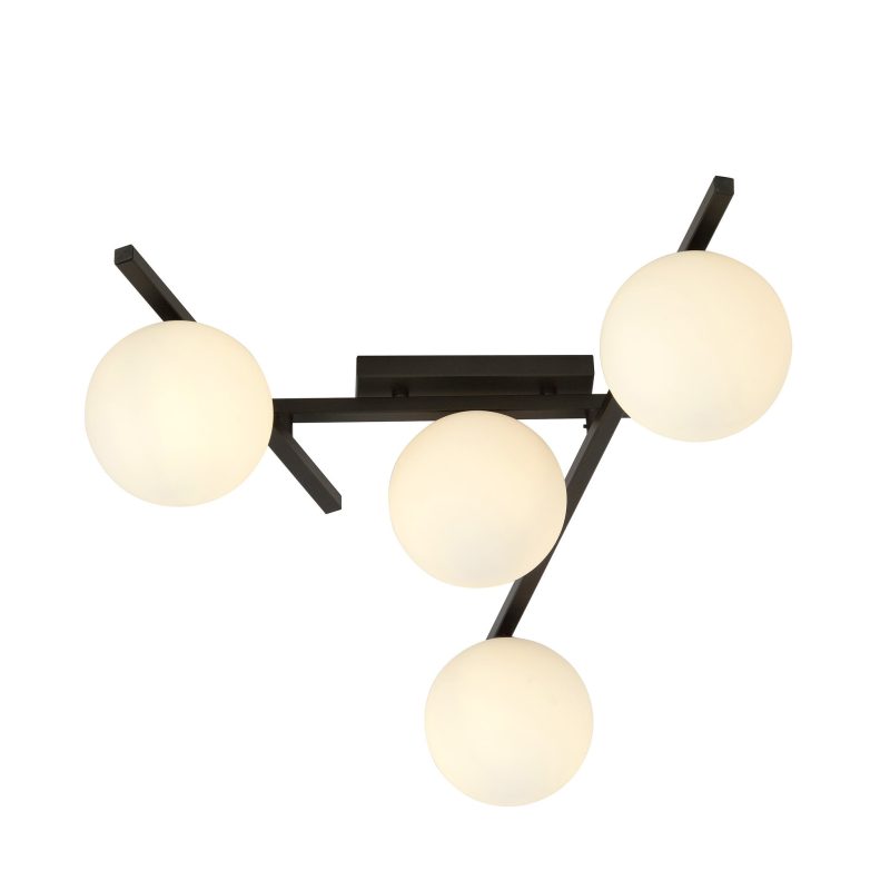 Emibig Lampada da soffitto in vetro bianco e metallo con 4x E14