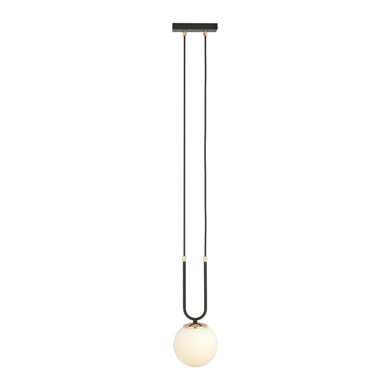 Emibig Aarhus 1 lampada E14 sospensione nera e opale 15 cm di diametro