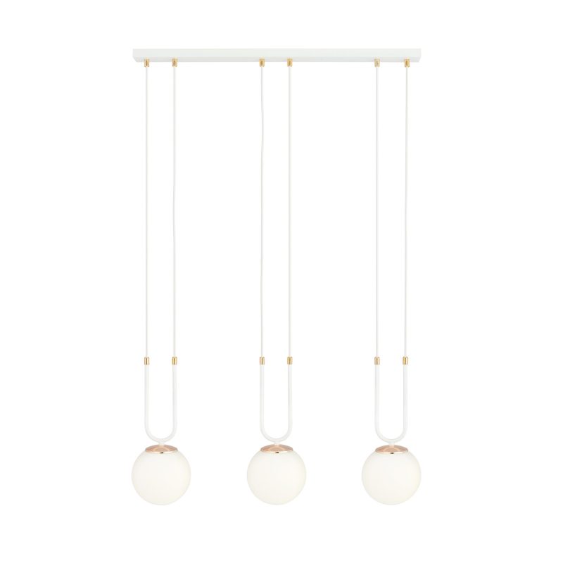 Emibig Aarhus 3 lamp white with white glass E14 long hanging lamp 70 cm width