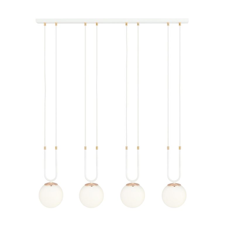 Emibig Aarhus 4 lamp wit met wit opaal glas E14 grote hanglamp 92 cm breedte