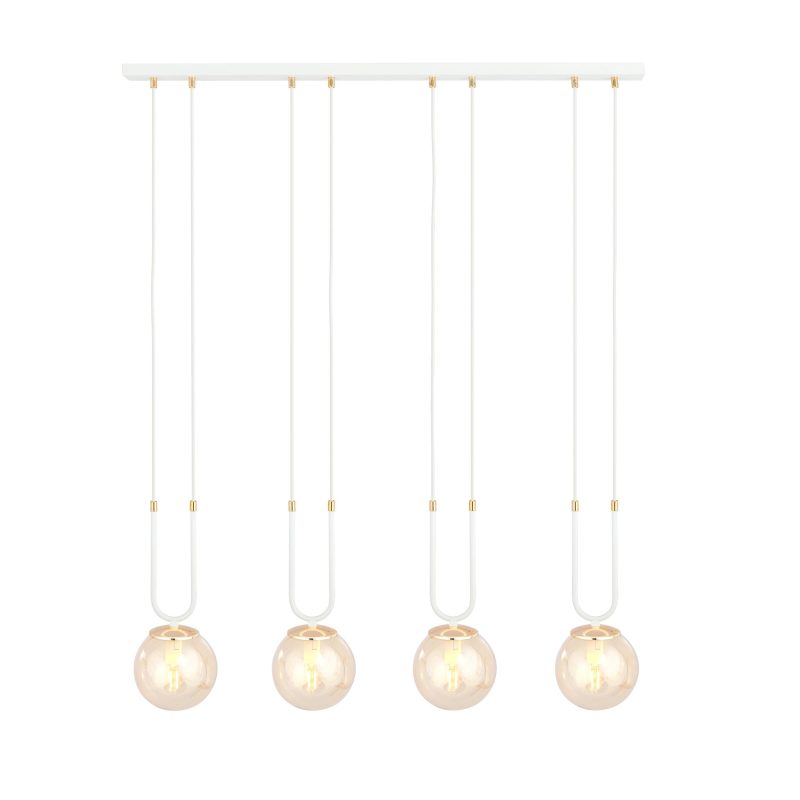 Emibig Aarhus lampe suspendue large de 92 cm avec 4 lampes E14 en verre ambre