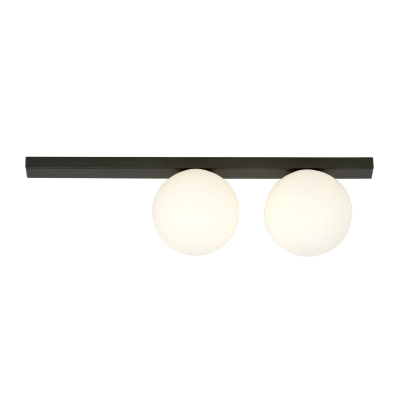 Emibig Aalborg lampada da soffitto media nera con 2 bulbi bianchi E14