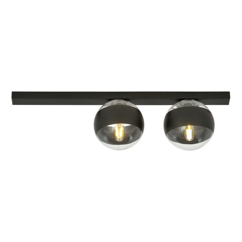 Emibig Lampada da soffitto nera media Aalborg con 2 lampadine striate E14