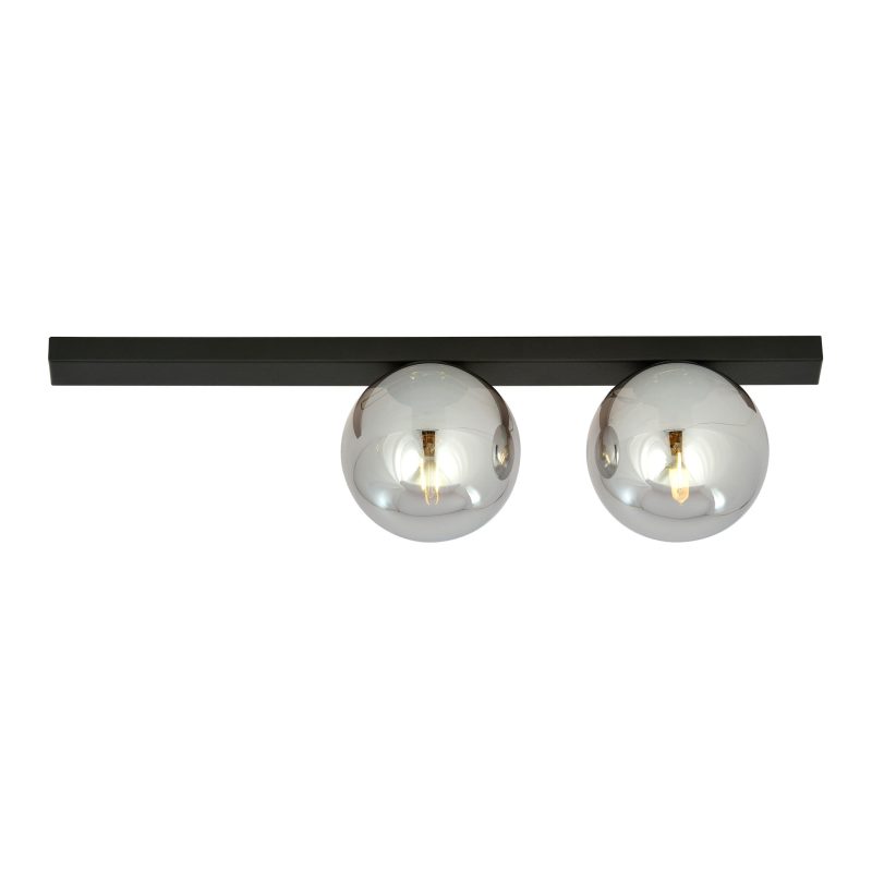 Emibig Aalborg beautiful medium black ceiling lamp with 2 smoked bulbs E14