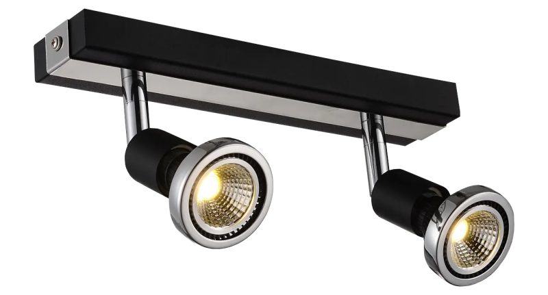 Fantasia Robus plafondlamp richtbaar 2x GU10 LED zwart-chroom