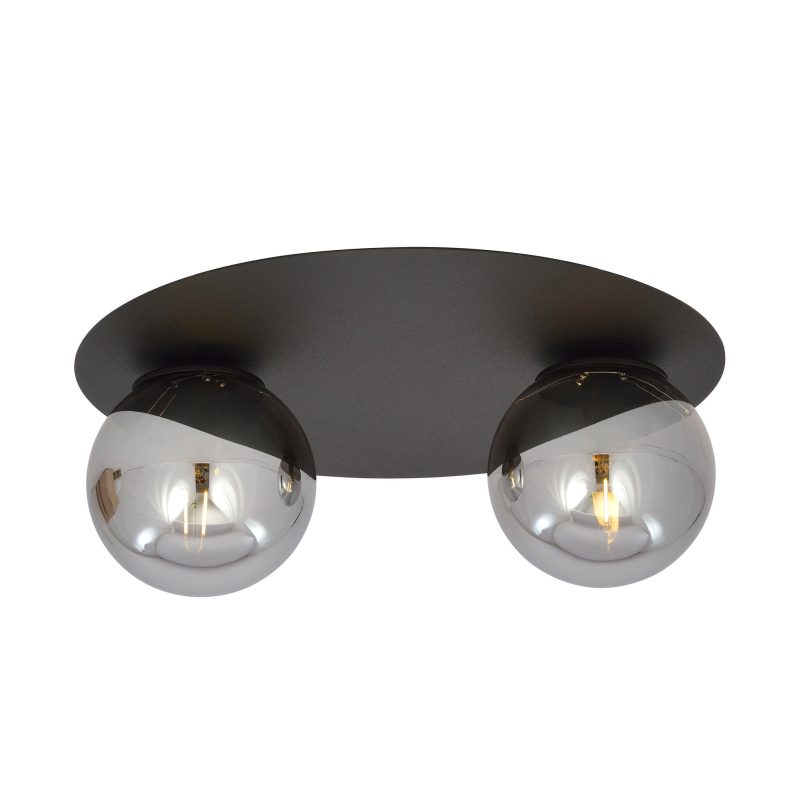 Emibig Esbjerg lampada da soffitto doppia nera con 2 lampadine fumé E14