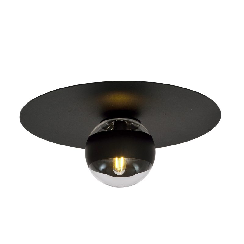 Emibig Esbjerg handsome black ceiling lamp with striped glass bulb E14