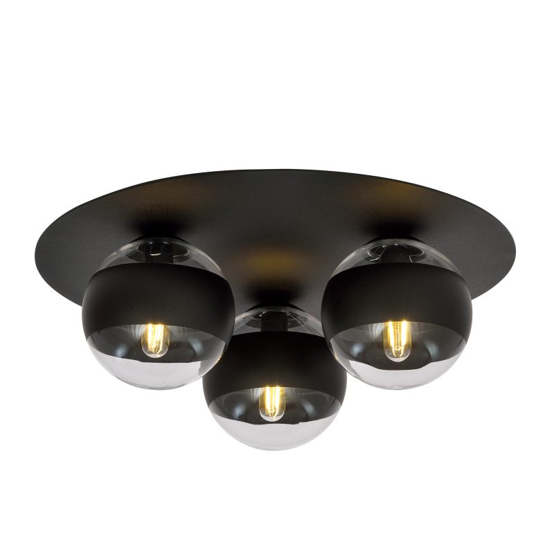Emibig Esbjerg bella lampada da soffitto tripla nera con 3 lampadine striate E14