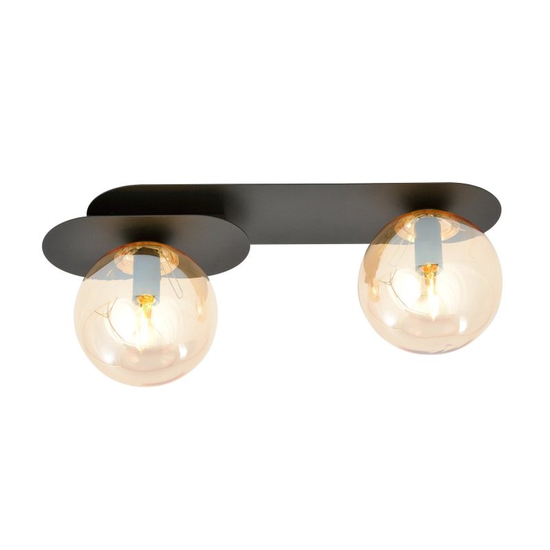 Emibig Randers beautiful double oval ceiling lamp black with 2 amber bulbs E14