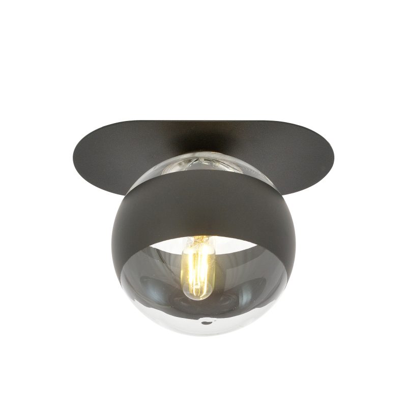 Emibig Randers elegante lampada da soffitto ovale nera con sfera di vetro striata E14