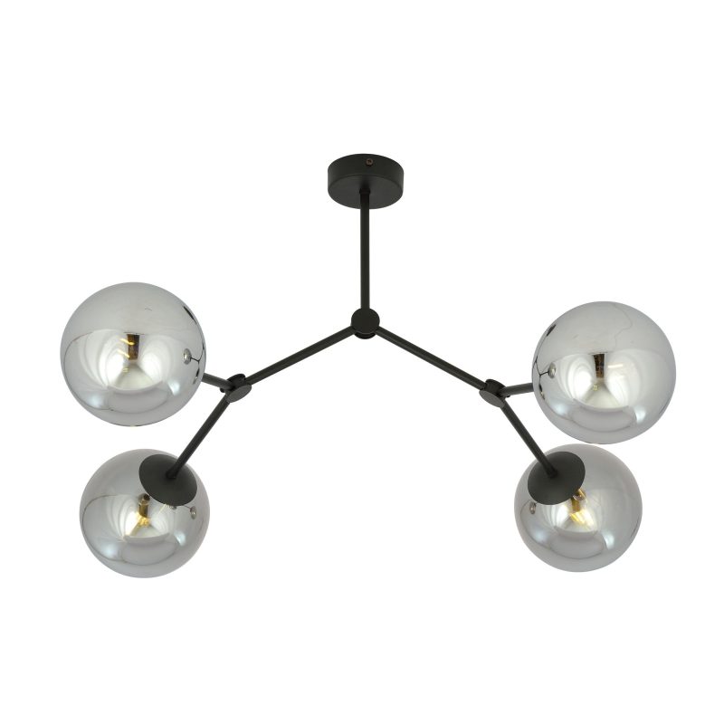 Emibig Lampe suspendue Viborg avec 4 branches et ampoules fumées E14