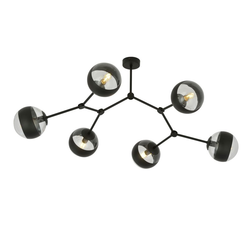 Emibig Lampada a sospensione a forma di ramo Viborg con 6 lampadine striate E14