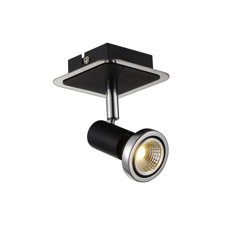 Fantasia Xzibit Deckenspot schwarz-chrom, schwenkbar, GU10 LED 5W dimmbar