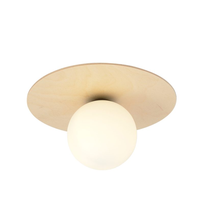 Emibig Slagelse round Scandinavian ceiling lamp gold brass with opal glass ball E14