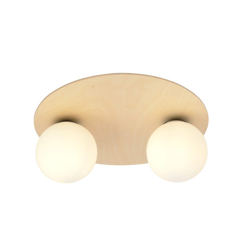 Emibig Slagelse round double Scandinavian ceiling lamp gold brass with opal glass balls E14