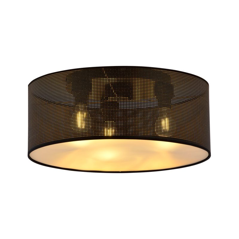 Emibig Skive grande lampada da soffitto nera e dorata rotonda 3x E27