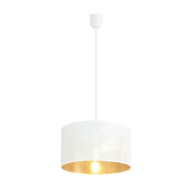 Emibig Skive lampada sospesa rotonda bianca e dorata in metallo 1x E27