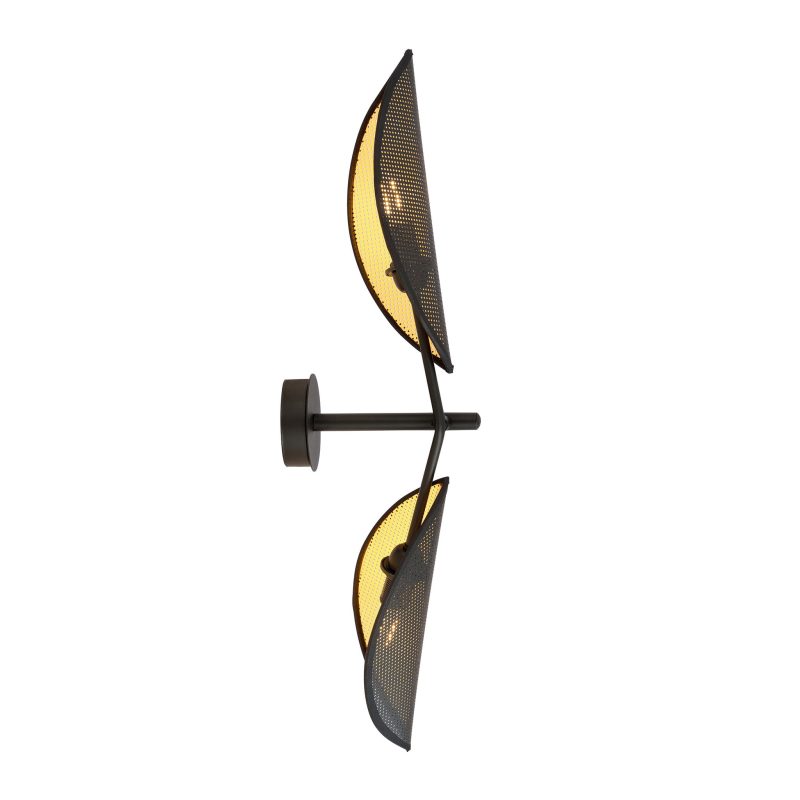 Emibig Skanderborg wandlamp zwart en goud vallende bladen 2x E14