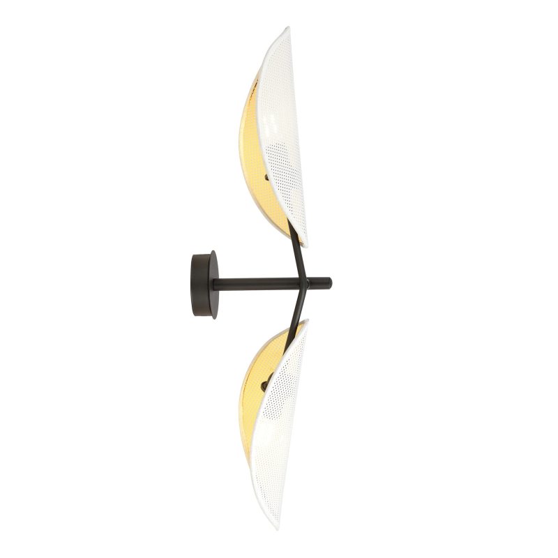 Emibig Applique Svendborg nera e bianca con foglie dorate cadenti 2x E14