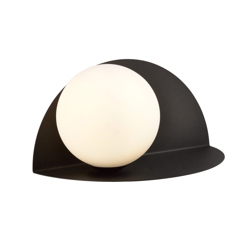 Emibig Applique murale semicircolare Rudersdal nera con lampadina bianca in vetro E14