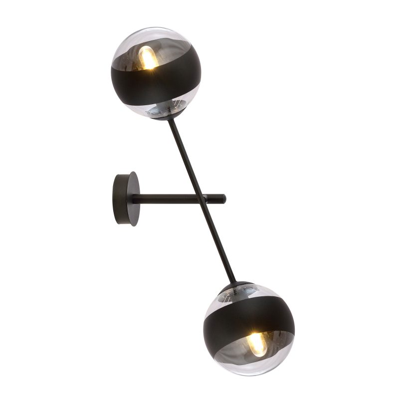 Emibig Lámpara de pared Vordingborg con 2 bombillas de vidrio negro a rayas E14