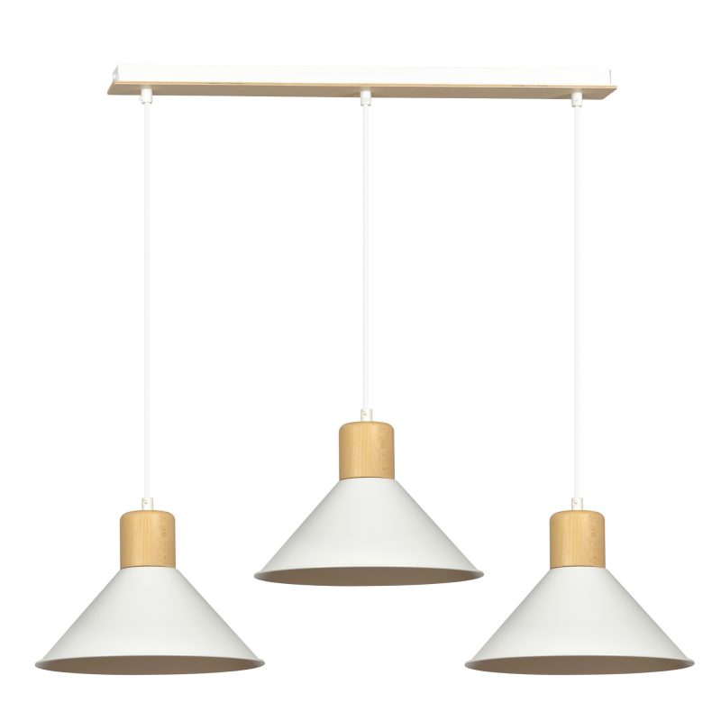 Emibig Vejen long adjustable white with wood conical Scandinavian hanging lamp 3x E27