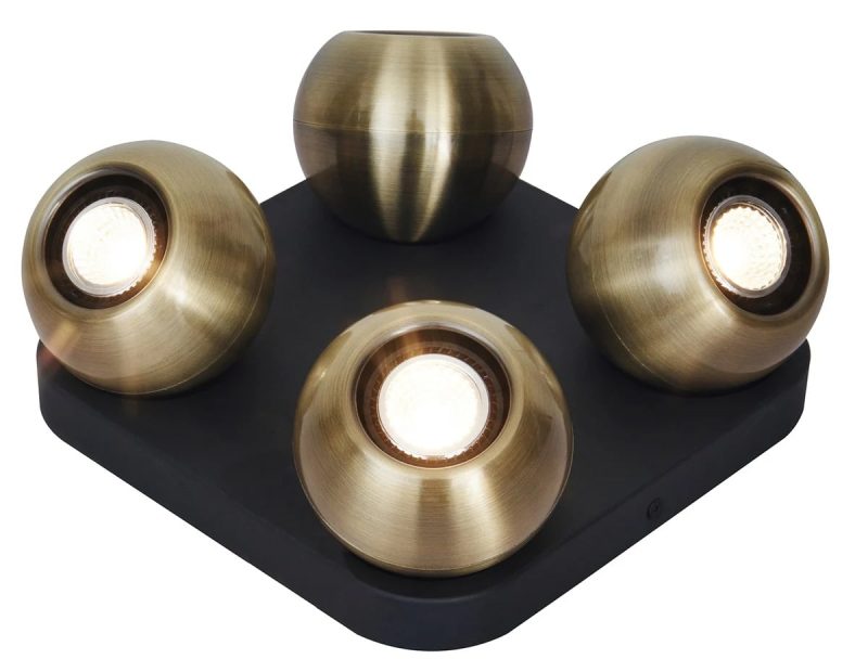 Fantasia Triton Deckenspot 4-flammig eckig schwarz/bronze, GU10 excl.