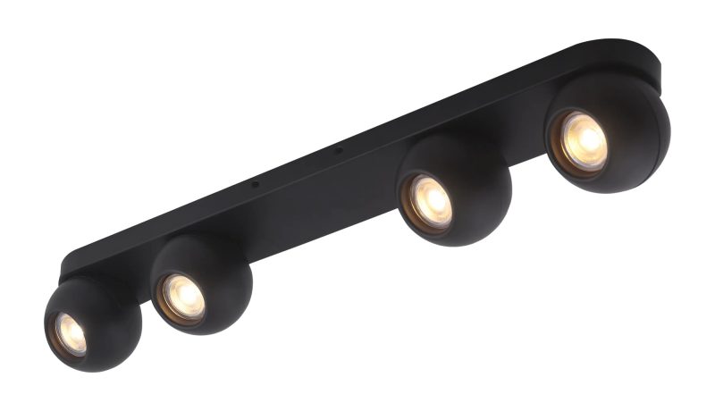 Fantasia Triton 4-lichts plafondspot balkvorm zwart, richtbaar, GU10 excl.