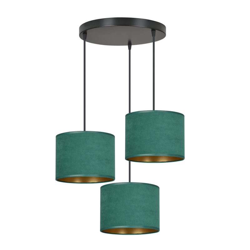 Emibig Fredensborg 3 lampes suspension vert abat-jours ronds 3x E27