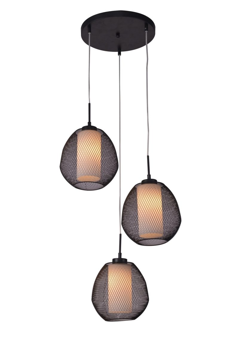 Fantasia Lunki Pendelleuchte Birne schwarz-weiß E27x3 470mm