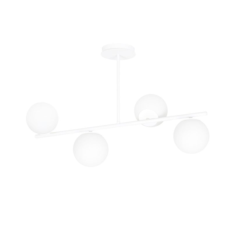 Emibig Odder lampe suspendue blanche 4 lampes avec ampoules blanches laiteuses E14