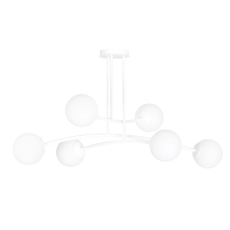 Emibig Lampada a sospensione design bianca Lemvig con vetro bianco 6 lampade E14