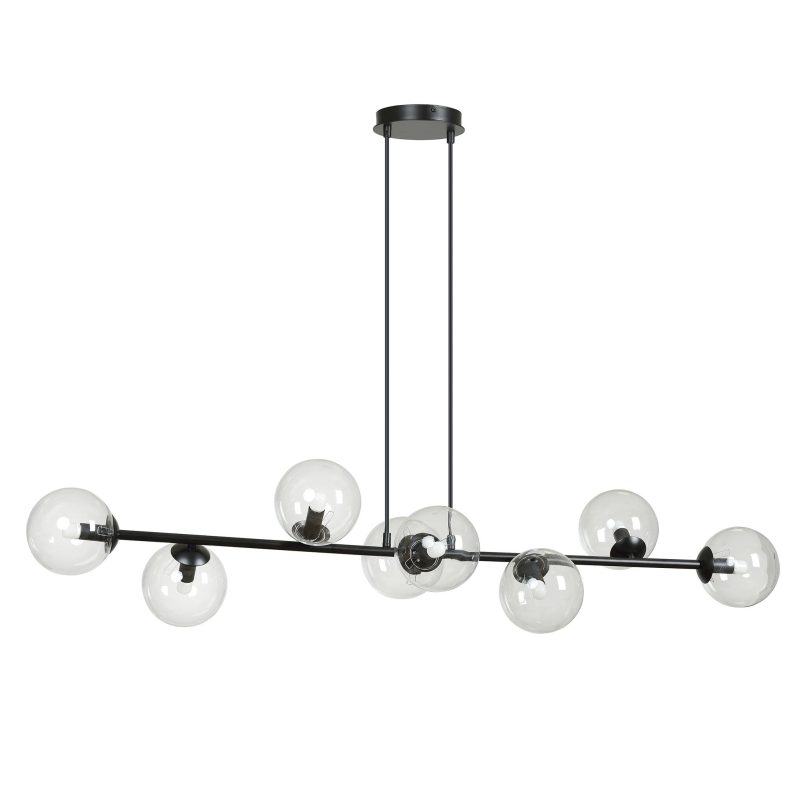 Emibig Lampada a sospensione design nero elegante Herlev con 8 sfere di vetro trasparente E14