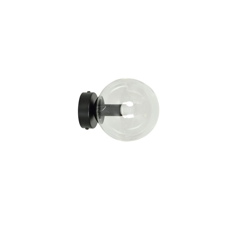 Emibig Stevns Kugelwandleuchte schwarz aus transparentem Glas 1x E14