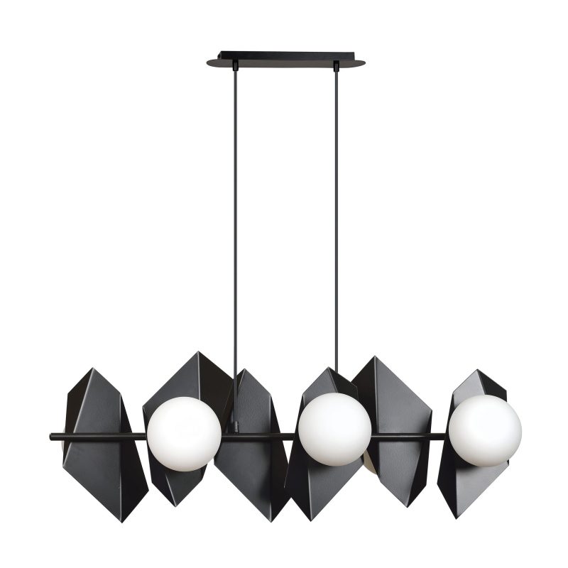 Emibig Lampada a sospensione Assens nera con 6 lampadine in vetro satinato 6x E14